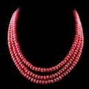 Really cool strand of faceted natural red ruby bead necklace. Triple strand 16, 17, & 18 inches.  The beads are 8mm so this is a larger piece. Beads are semi opaque.  Clasp is sterling silver triple box. Really nice look and fantastic closeout pricing.