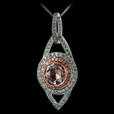 Durnell's .64ct Fancy Pink Rose Cut Diamond Pendant - DECO in feel, with mesmerizing appeal.  Low profile lays close and flat to the chest, with graceful charm.  .10tw Fancy Pink, .45tw RBC.
