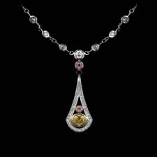 Michael Beaudry platinum necklace of fancy yellow, pink, white diamonds