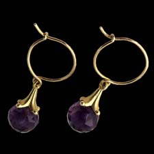 Paul Morelli's classic drop earring in 18kt gold. These are amethyst and are available in a variety of sizes and colors.