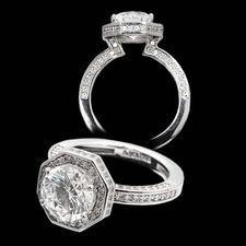 Alex Soldier Ladies platinum diamond halo engagement ring.