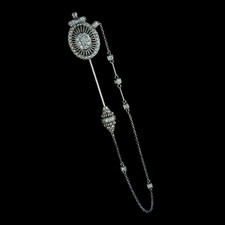 Unique platinum stickpin from Michael B.  This handmade pin includes the intricate oval ballerina , an acorn, and 6 sugar cubes.  There are 1.4ctw of full cut diamonds.  