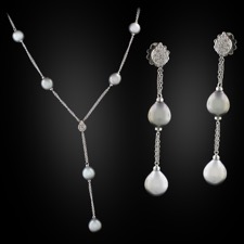 Closeout Jewelry Damiani Tahitian pearl and diamond set
