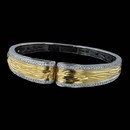 Two tone 18 karat gold bangle bracelet by Spark. The bracelet is set with 1.33 carats total weight of round diamonds.