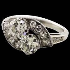 Estate Jewelry 14K GOLD 1950's EUROPEAN CUT DIAMOND SWIRL RING. SIZE 5