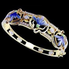 Nouveau Collection blue enamel flower bracelet