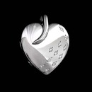 A most unusual 18kt white gold heart-shaped locket by master English jeweler Charles Green. The pendant features .11ct of fine diamonds. 23mm x 21mm.  Hand forged