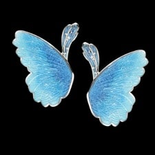 Nicole Barr blue silver butteryfly wing earrings