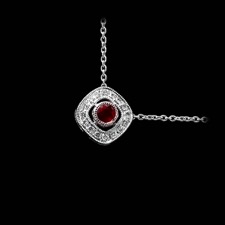 Beverley K 18kt white gold diamond halo pendant with ruby center
