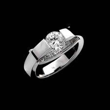 Ladies platinum engagement ring by Sakamoto with pave set diamonds, ''under the bridge'', weighing .18ct.