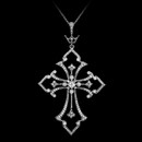 2.39 diamond carats are ablaze inside this 18k white gold pendant cross with hand-milgrained edges. The cross measures 3 1/4" x 2". Stunning piece! 18" chain