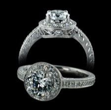 Beverley K 18kt  gold diamond halo engagement ring by Beverly K