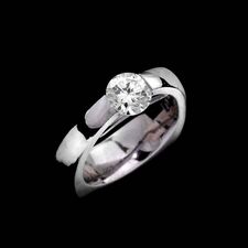 Designed by Eddie Sakamoto, ladies platinum engagement ring with a heavy shank and platinum ''under the bridge''.w