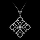 Gothic-inspired pendant, handcrafted by Carl Blackburn in 18k white gold and beautifully set with 1.80 carats of diamonds. This cross measures 2" across and N/S. Stunning! VS F-G
ideal cuts. 18" chain.