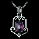 Less is More...Durnell's beautiful Victorian style framed pendant.  Careful curves, perfect points, and subtle diamond accents in just the right places perfectly showcase any beautiful diamond or colored gemstone.  4.62ct amethyst center, .18tw RBC