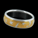 This ring perfectly captures Steven Kretchmer's unique vision. The Moonbeam ring is platinum surrounded by Kretchmer's special 24k pure gold crystal inlay. Comes in 6mm and 7mm & 9mm widths. Prices according to finger size and width.  Many different patterns available/.  Handmade in America.