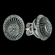 Michael B platinum Ballerina earrings with 1.23ctw of full cut diamonds.  These oval shaped earrings are handmade with beautiful detail.  