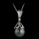 This beautiful pearl and diamond piece contains one 12mm Black Tahitian Pearl with .08ct. total weight in diamonds.  The pendant has an enhancer bail which makes it easy to wear on either a strand of pearls or a heavy chain or collar.