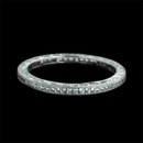 This is a dainty 18k hand engraved diamond eternity wedding band from Beverley K.  There are .37ctw of channel set diamonds in the ring. This ring measures 1.7mm wide.