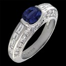 A very fine handmade Sapphire and Diamond ring by Gumuchian. This ring is set with 1.50ct of VVS F quality diamonds. The Blue Sapphire weighs 1.10, is of extremely fine proportions. This gem sapphire is a rich gem pure blue color. The ring is 5.6mm at the top and tapers to 3.7mm at the base. The piece is very solid and weigh 7.7 grams.  They don't get much better or prettier than this one of a kind ring. Gumuchian is the best at this workmanship. Size 6.