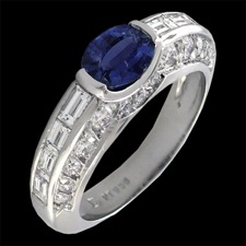 Closeout Jewelry Blue Sapphire and Platinum Diamond ring