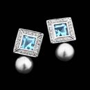 Chris Correia platinum diamond aqua and pearl earrings set with .20ctw in diamonds.
