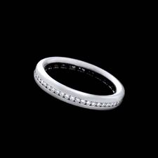 Whitney Boin platinum 3.5mm diamond eternity wedding ring set with a minimum of .40ctw of VVS F ideal cut diamonds. Available in 5 mm width.  This ring can be made using blue and pink sapphires, rubies and natural fancy colored diamonds. Understated elegance!  Made in America.