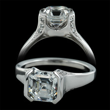 Sholdt  Sholdt platinum bezel set engagement ring with diamonds
