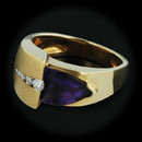 This is a nice 18kt yellow gold amethyst ring with .12ctw if diamonds by Hollander. The size of the ring is 7.25 and it has a thickness of 4mm.