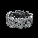 This is the Tree of Life diamond eternity Beverley K wedding band.  It is 18K white gold and has a unique and intricate floral design that includes .40ctw of diamonds. This bold  band measures 8.5mm in width.  See 59PP1 for this ring in yellow. Thinking about this ring in yellow or rose gold; the color would make a great addition to your wardrobe. The ring is not too wide; it makes a great engagement ring and or, wedding band. We see alot of women buying just this wedding band for a combination of both an engagement ring and wedding band.