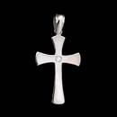 A very refined 18kt white gold flush set diamond cross from the Charles Green collection. The center diamond weighs 0.04 carats. The cross measures 27mm x 18mm. Hand forged and solid!