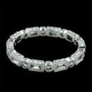 Beverley K platinum eternity wedding band with baguette and round diamonds. Features a double row of milgrain work and hand engraving with 0.66ctw. of diamonds. Also available in 18 karat white gold. See 55PP1 for single milgrain version. This ring measures 2.3mm wide.