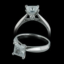 Platinum Scott Kay single prong knife edge solitaire engagement setting with hidden princess cut surprise diamonds.  Also available in 18kt gold.