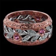 Beverley K 18kt rose & white gold diamond & pink sapphire band