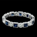 A French cut 18kt diamond and sapphire eternity band from the Beverley K collection. The ring features .40ct in round diamonds and .90ct of beautiful blue sapphires, all framed in a single row of delicate milgrain.