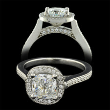 Pearlman's Bridal platinum diamond pave halo engagement ring
