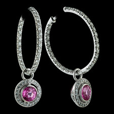 Durnell's 24mm hoops, shown with stunning pink sapphire enhancers.  This look brings such finesse to attire for any occasion with the ultimate stand-out appeal.  Classic enough not to overpower, but rather, acceptably strong and interesting. 