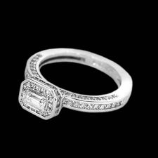 Alex Soldier Platinum diamond halo engagement ring for emerald cut