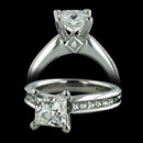 Scott Kay's beautiful channel set platinum & diamond engagement ring matches 170U1 band.  Set with .51ctw of princess cut diamond and milgrain edging. Accommodates a 1.0ct to 1.5ct center stone not included.
