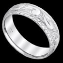 A subtle design to a classic Men's cut corner comfort fit western scrolled engraved wedding band. This men's wedding band is 14k white gold and measures 6mm in width. This ring can be made in 14k and 18k gold.
Available in All Finger Sizes.
Available in 4 - 9mm width. Prices will vary based on the size of the ring. If we do not have this ring in stock, it will take approximately 3 weeks to produce.
Made in America!