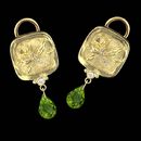 SeidenGang 18kt. green gold butterfly earrings with .10ctw in diamonds and a briolette peridot drop.