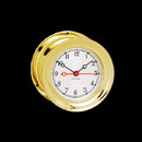 This Forged solid brass case from Chelsea Clock's with screw bezel. The Shipstrike clock has an aluminum dial with screened numerals. The Shipstrike clock has a precision German quartz movement. Strikes the traditional ship's bell code one bell for each half hour on a four hour watch. The clock may be mounted on a hand finished wood base or directly to a cabin wall. This clock has a two year warranty. The dimensions are 5 11/16" in diameter by 3 1/2" in depth.
Weight: 7 lbs