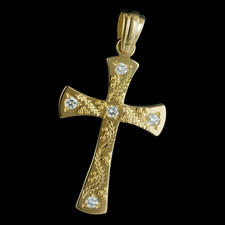 Charles Green Charles Green 18kt engraved cross with diamonds
