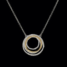 Unique multi-circle pendant 'kissed' with 24k gold. This chain is adjustable from 16-18 inches. Pendant is 27mm wide.   