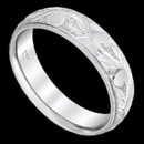Men's western style scroll engraved comfort fit wedding band with milgrain edge. This men's wedding band measures 6mm in width and is made in 14k white gold. This ring is available in 4 - 9mm width.
Available in All Finger Sizes.