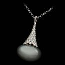 This is a striking Trumpet Drop pendant Michael Bondanza necklace.  There is .38ctw of pave diamonds. This pendant can be made with a variety of stones.  Please call for pricing.  