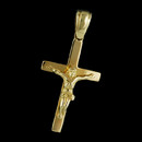 This is a 18kt yellow gold flat crucifix by Charles Green. Very fine measuring 25mm x 17mm.