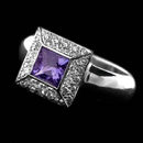 A wonderful Jane Taylor tanzanite and diamond ring. The ring is made in 18kt white gold and contains one .92ct gem tanzanite with .27ctw of diamonds. This ring is available in a variety of colored stone centers. The ring is a size 5.75