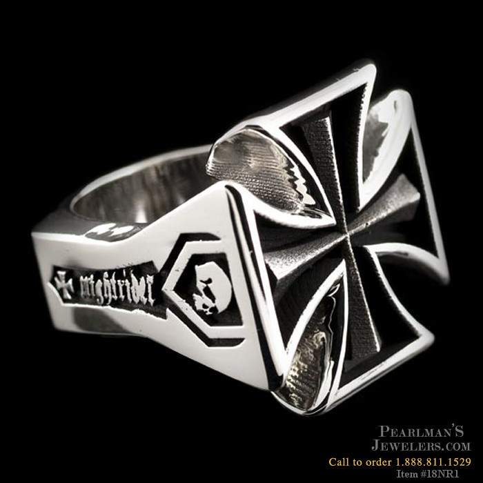 Closeout Jewelry Men\'s Silver Iron Cross Ring