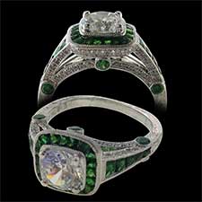 Beverley K 18kt gold green sapphire and diamond ring